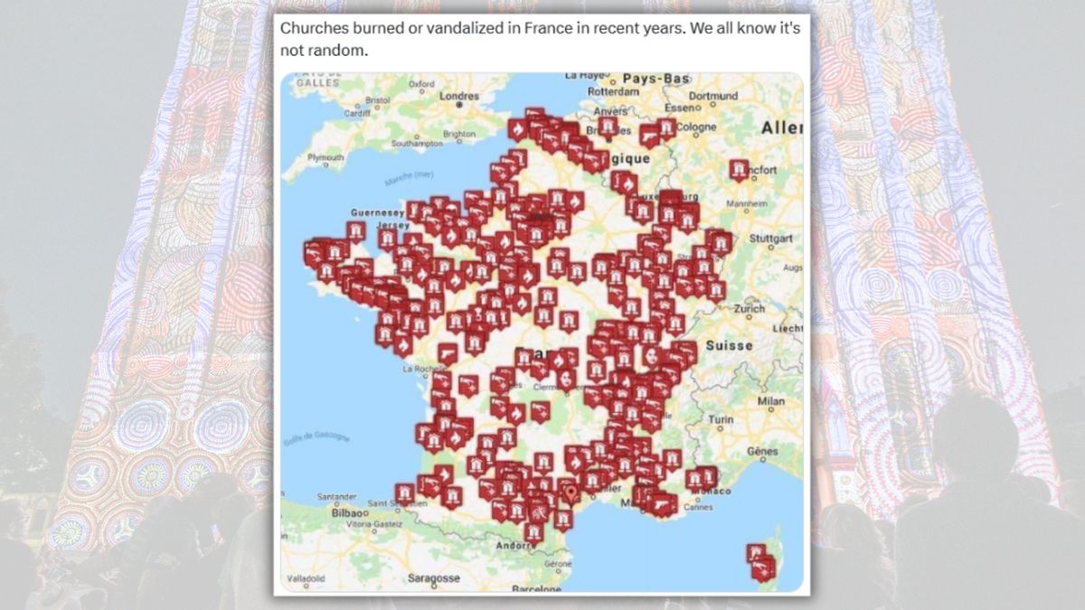 Map Shows All French Churches ‘Set on Fire, Vandalized or Attacked in Recent Years’?