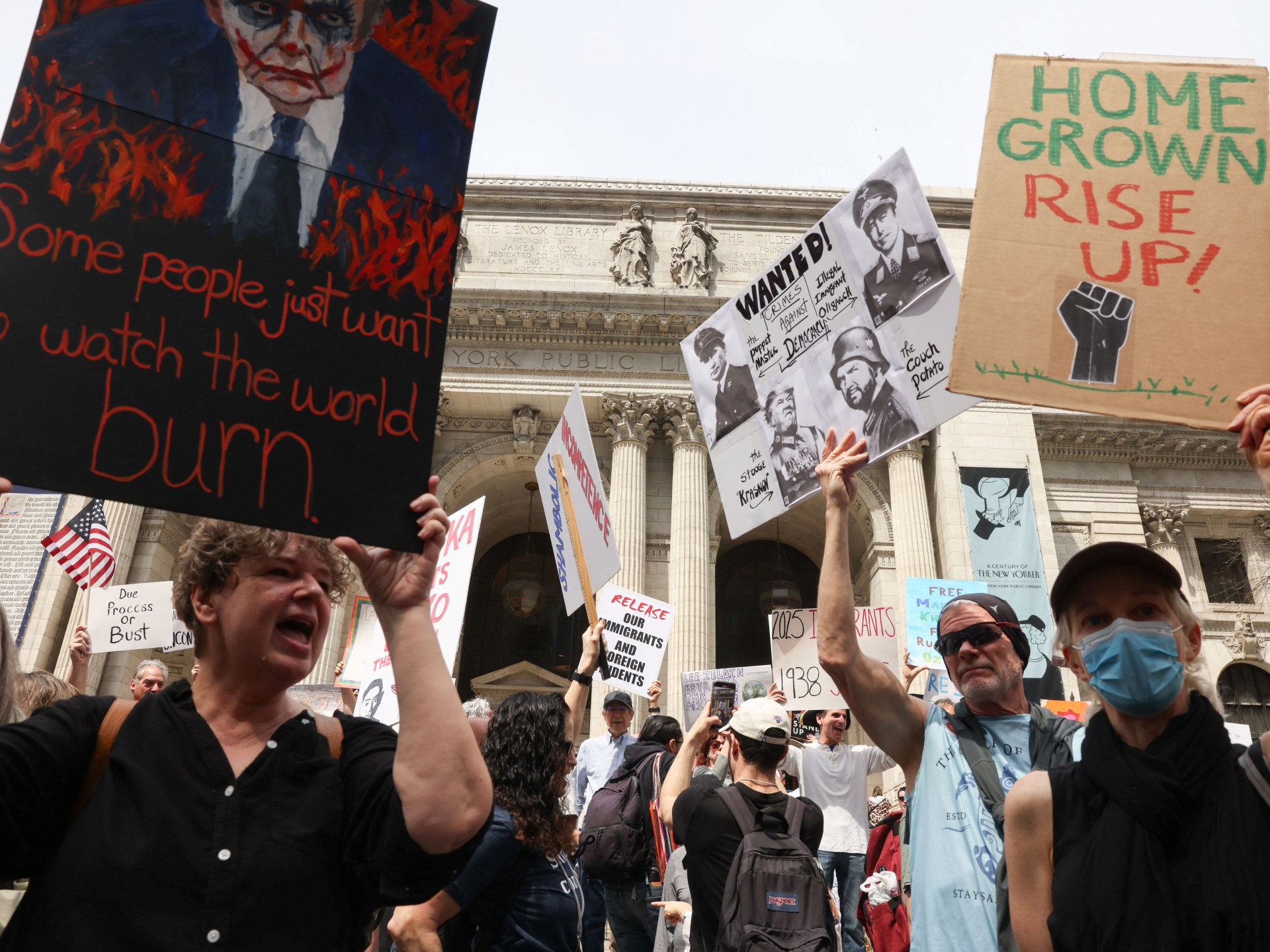 Anti-Trump administration protesters turn out for rallies in the US