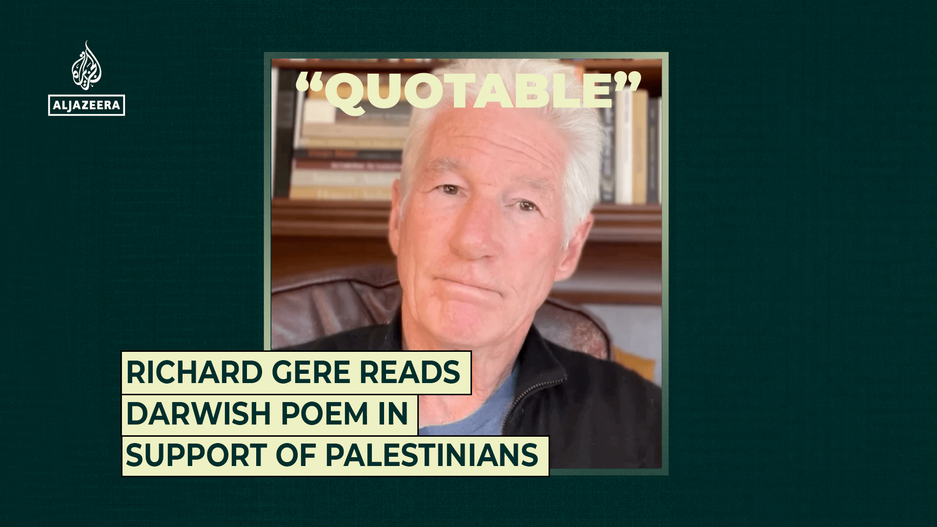 Richard Gere reads Darwish poem in support of Palestinians