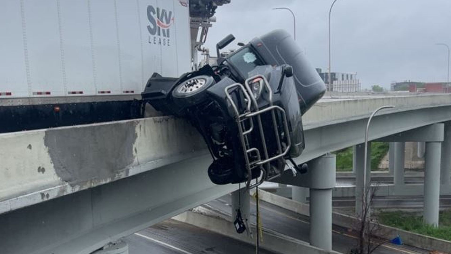 ‘I’m hanging on over the bridge. I don’t want to die’: Driver’s terrifying ordeal in lorry