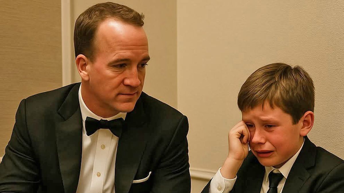 Peyton Manning left black-tie charity gala in tuxedo to comfort crying kid in hallway?