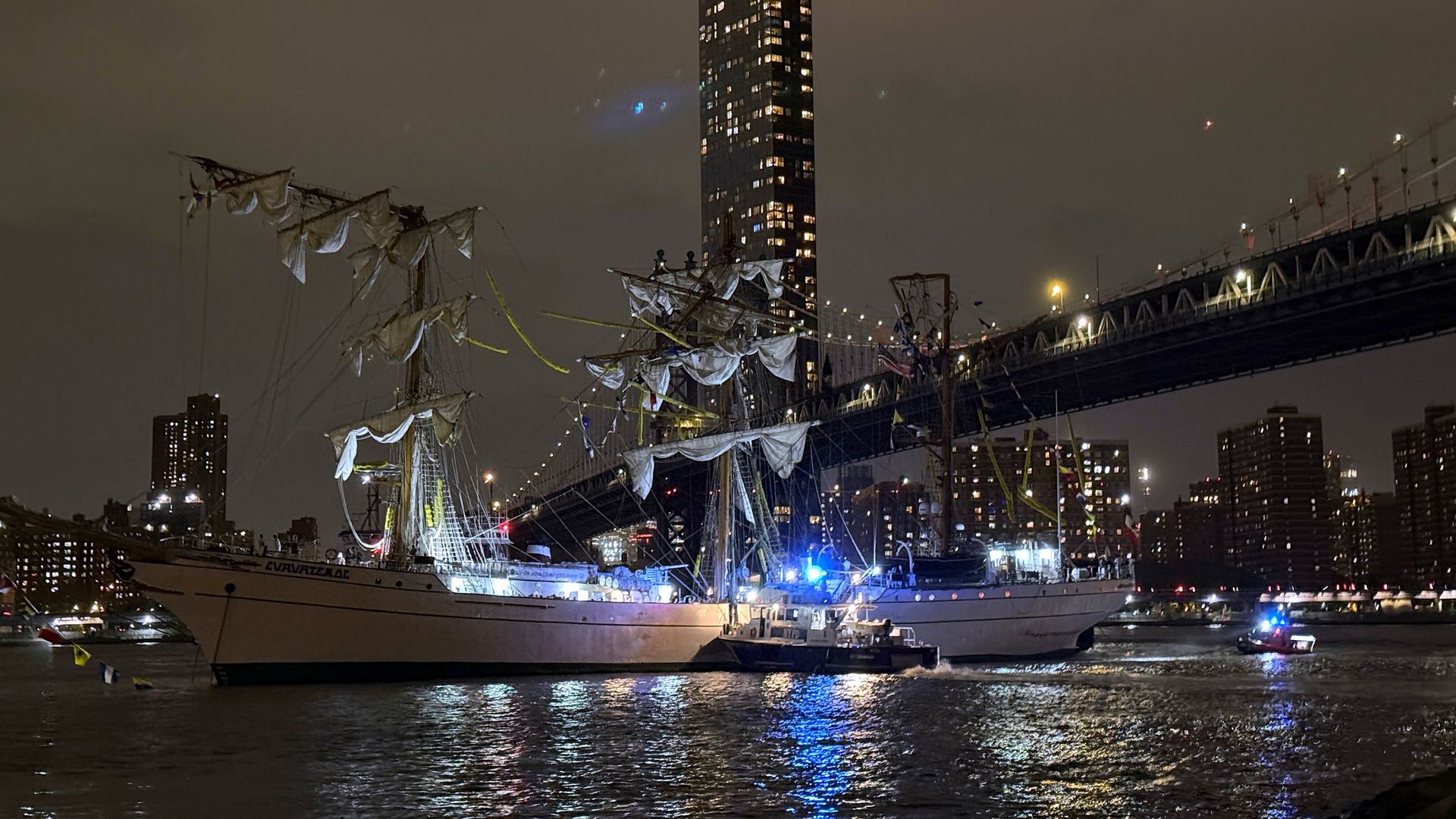 Navy ship crashes into Brooklyn Bridge – two dead and others injured