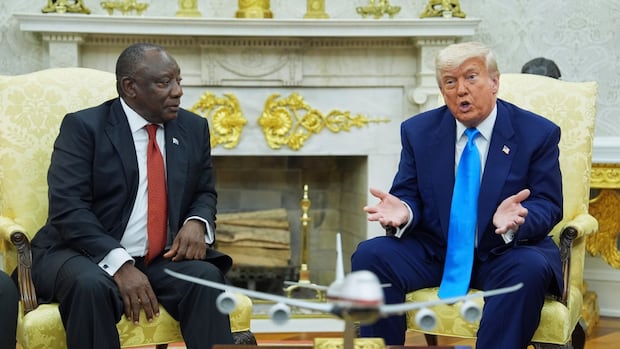 Trump confronts South African leader with baseless claims of targeted killing of white farmers