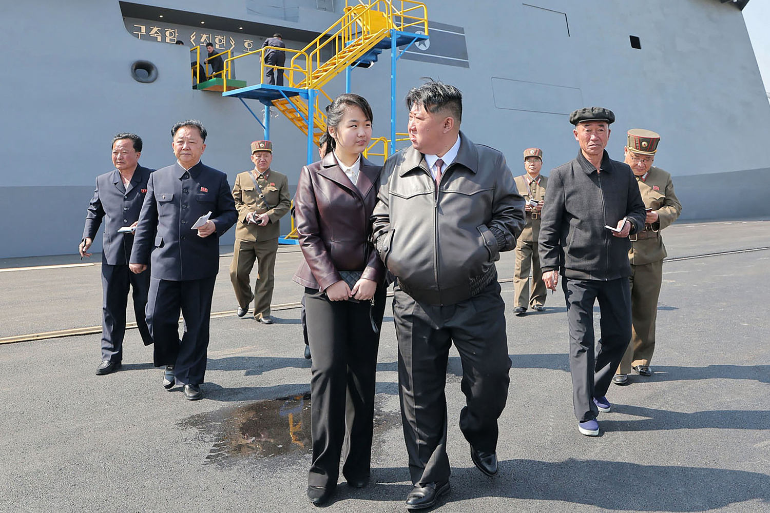New North Korean warship is damaged at launch ceremony as leader Kim looks on