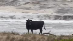 Cattle washed on to beaches in widespread Australia floods