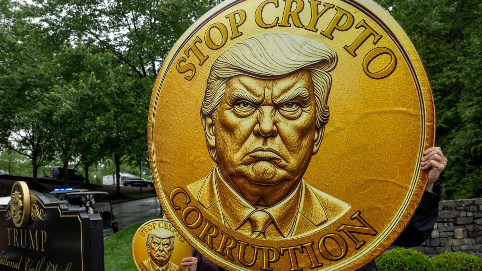 ‘Orgy of corruption’: Investors descend on Trump’s $148m meme coin dinner amid protests