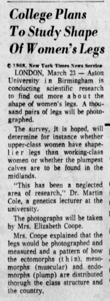 A scientific study of women’s legs
