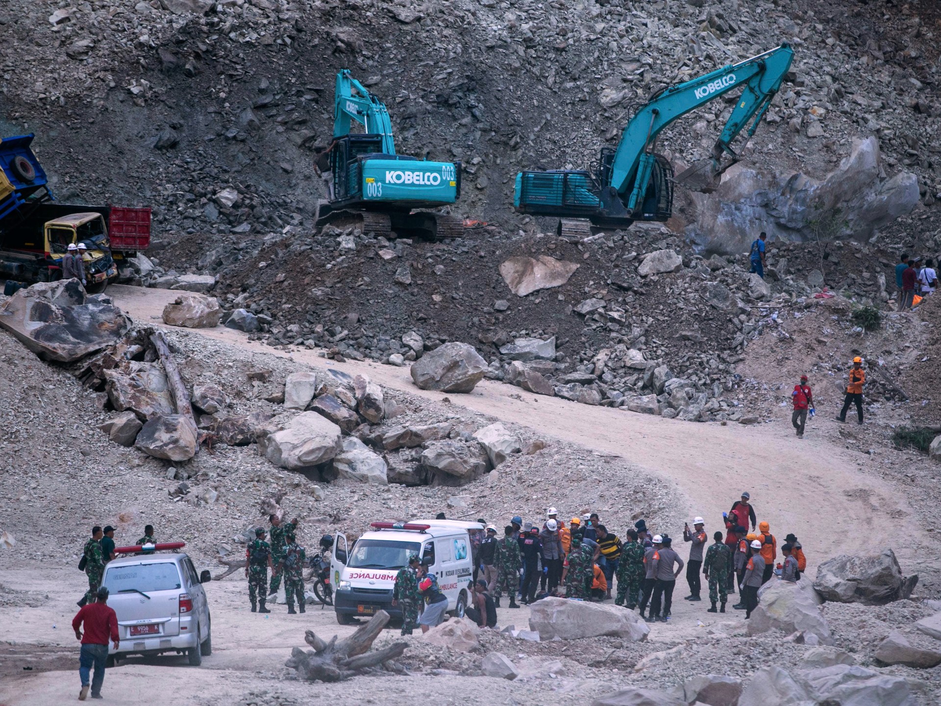 A least 10 dead, several missing after stone quarry collapses in Indonesia