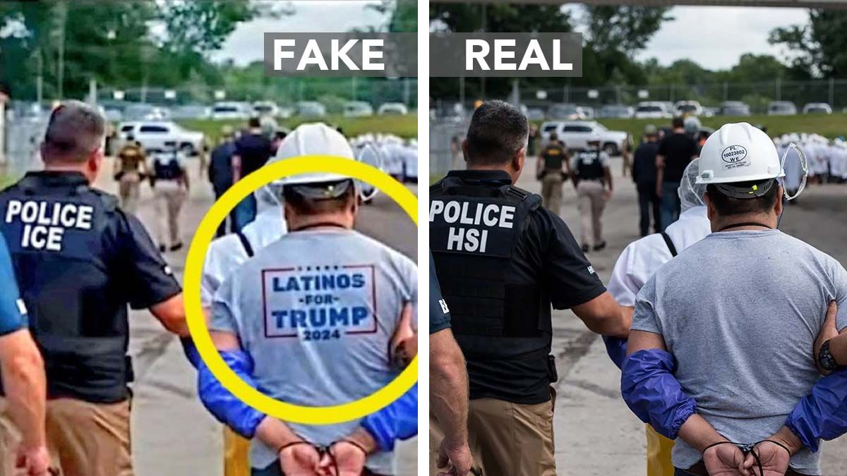 Doctored photo shows ICE agents arresting man wearing ‘Latinos for Trump’ T-shirt