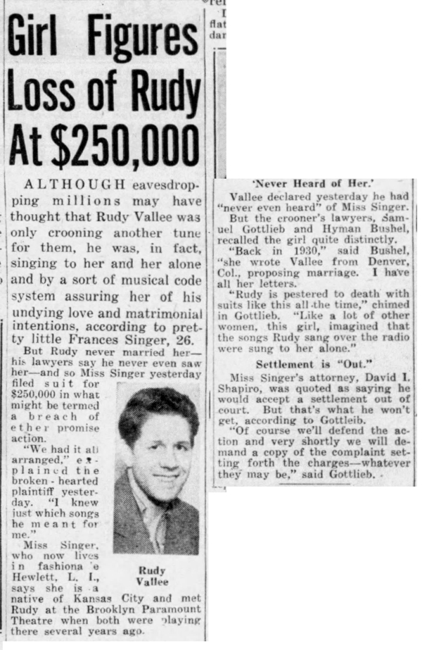 The Rudy Vallee Breach of Promise Suit