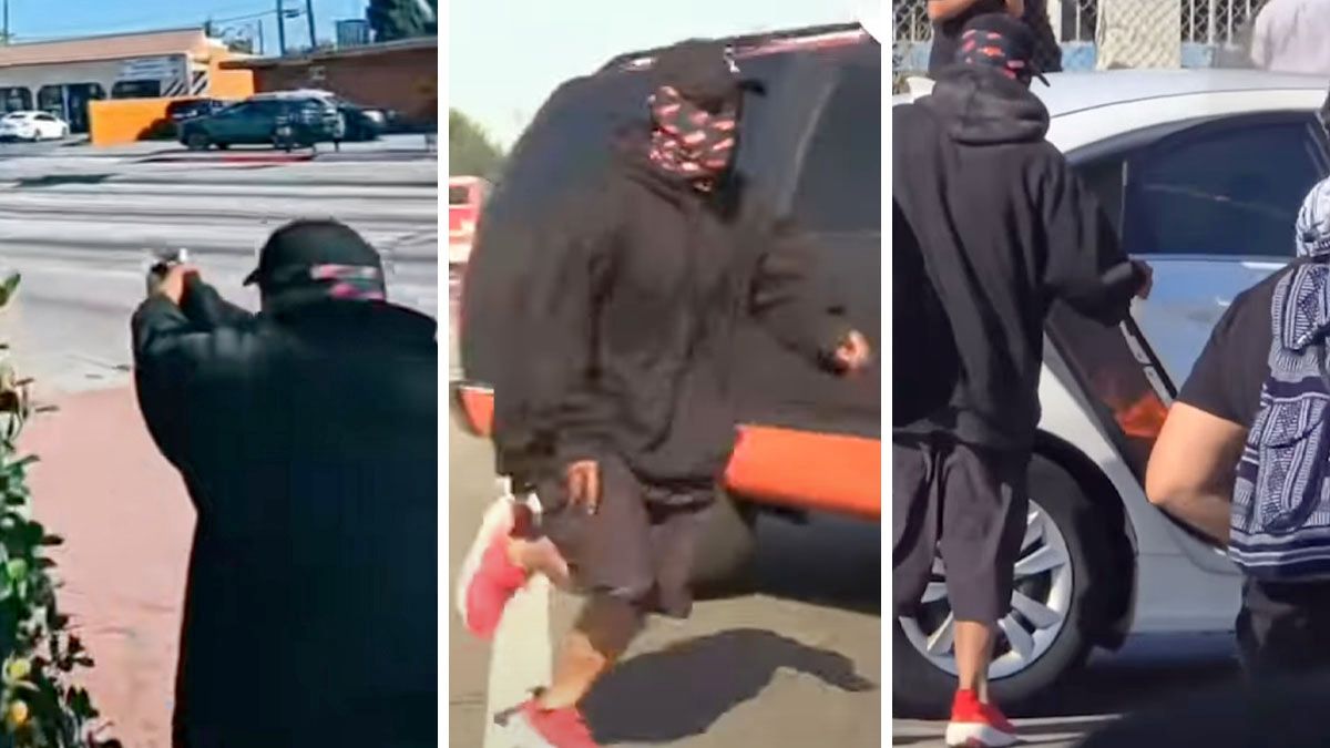 LA protest videos appear to show same man aiming gun, throwing objects at police and lighting car on fire