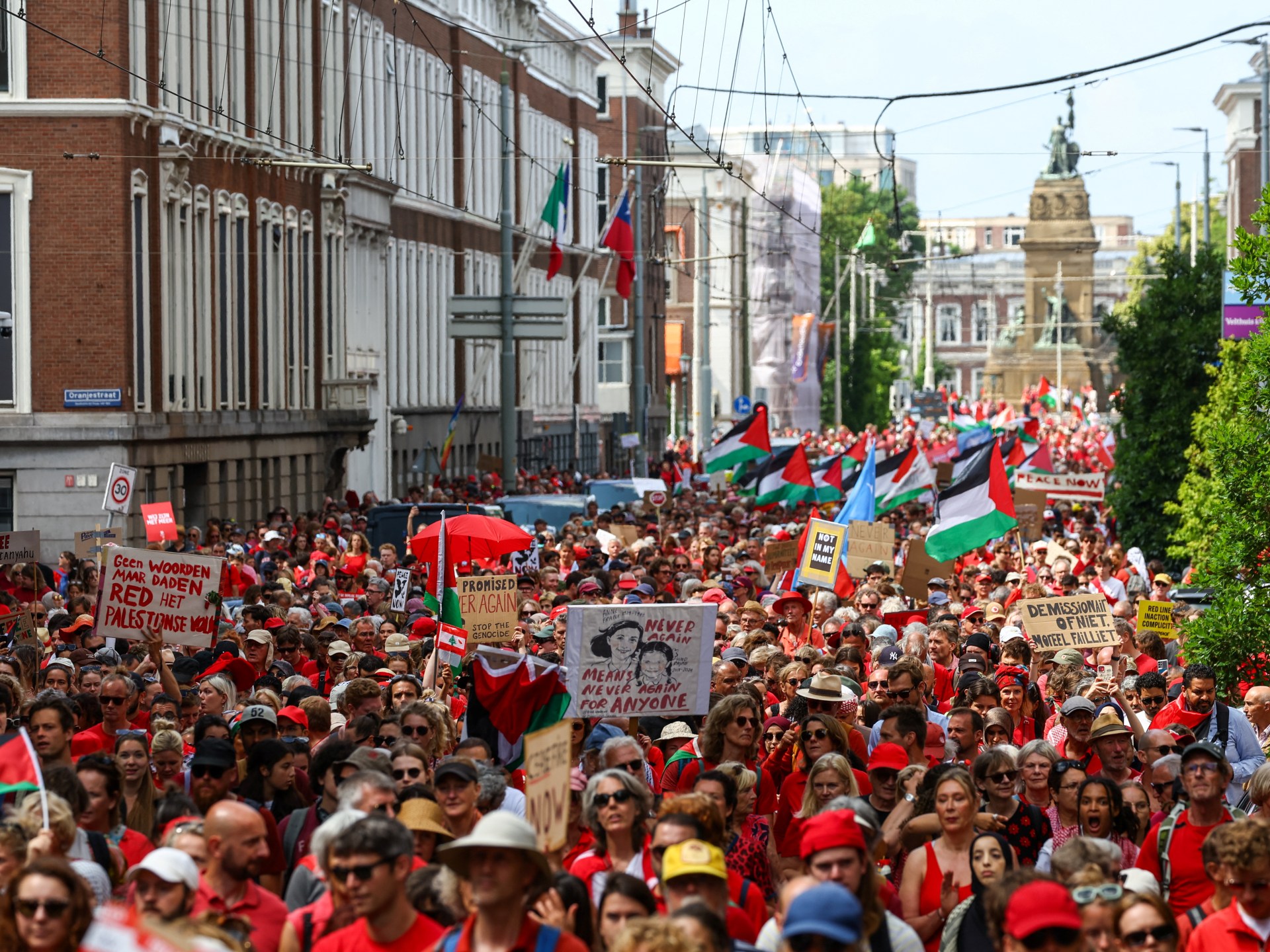 Thousands attend ‘red line’ protest in The Hague against Israel’s Gaza war