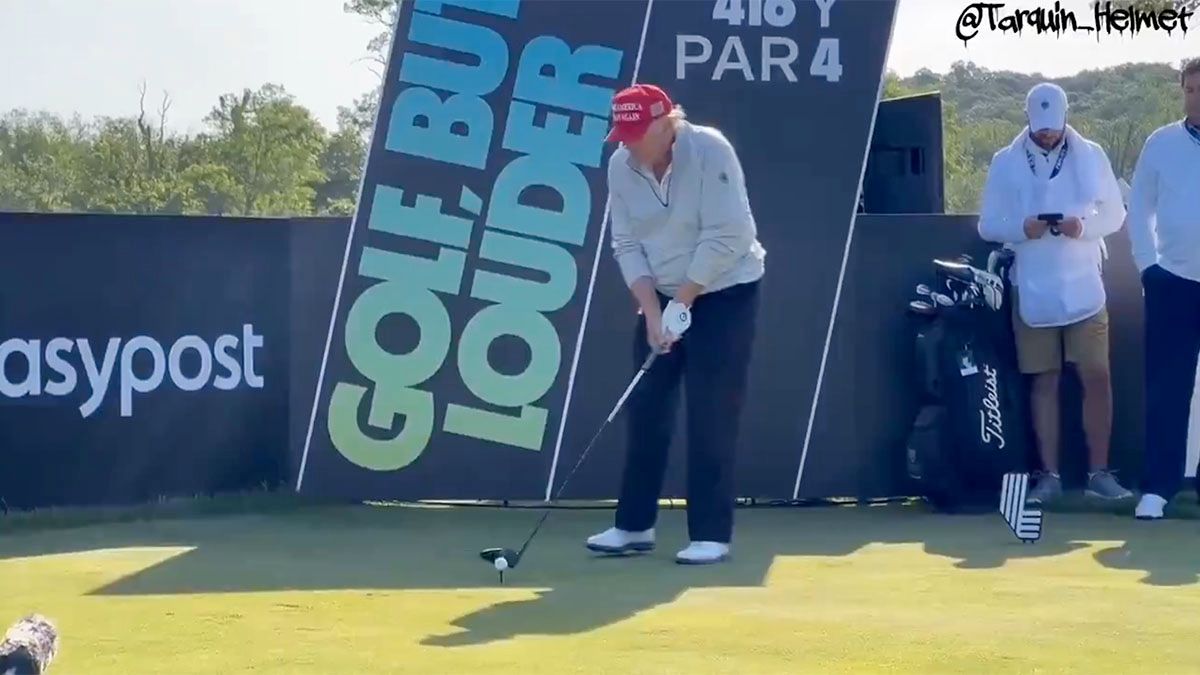 Video shows Trump picking up golf ball after missing on swing?