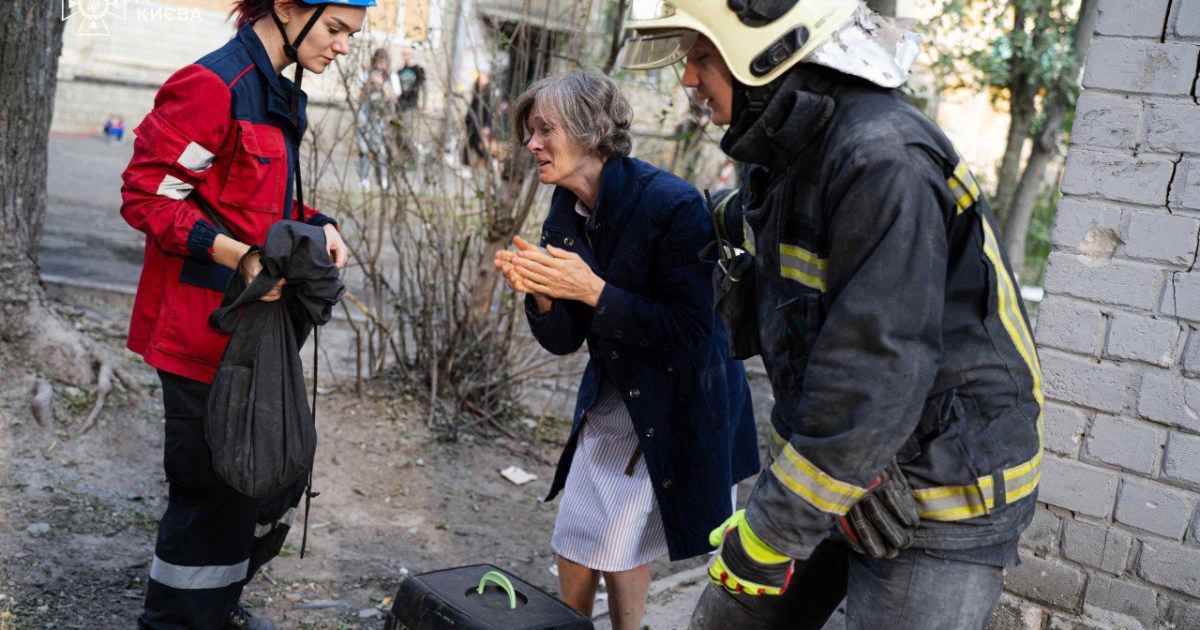 Search for survivors after Russian drone and missile barrage hits Kyiv