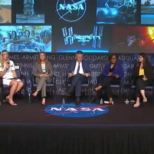 During a town hall Wednesday, NASA officials on stage looked like hostages