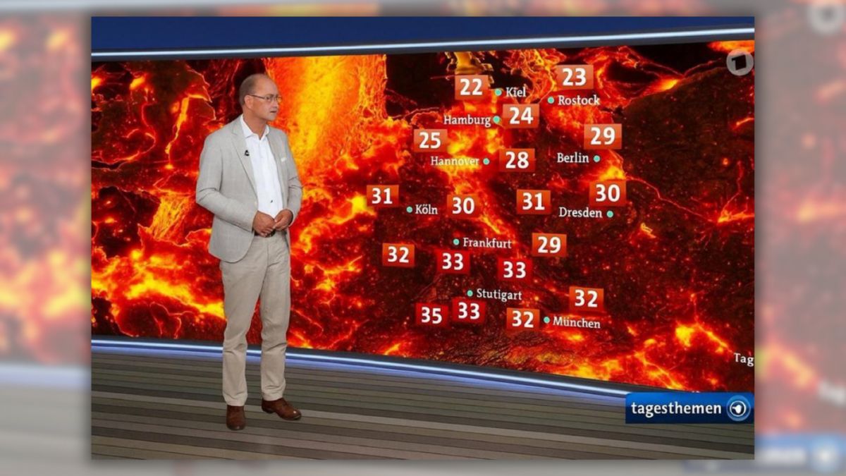 Photo shows real German weather map covered in lava?