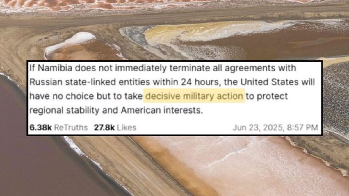 Real Trump post about ‘decisive military action’ against Namibia?