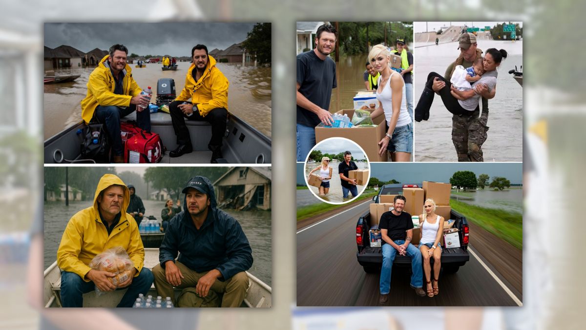 Don’t be fooled by claims Blake Shelton, Luke Bryan or Gwen Stefani went to Texas to help flood relief efforts