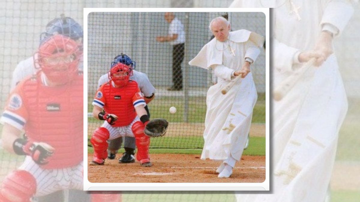 Real photo of Pope John Paul II playing baseball?