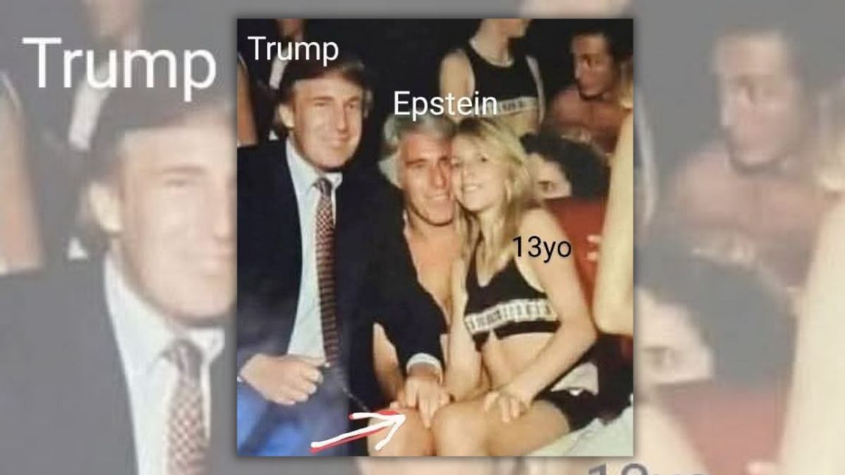 Posts claim photo shows Trump and Epstein with minor girl. Here’s the truth