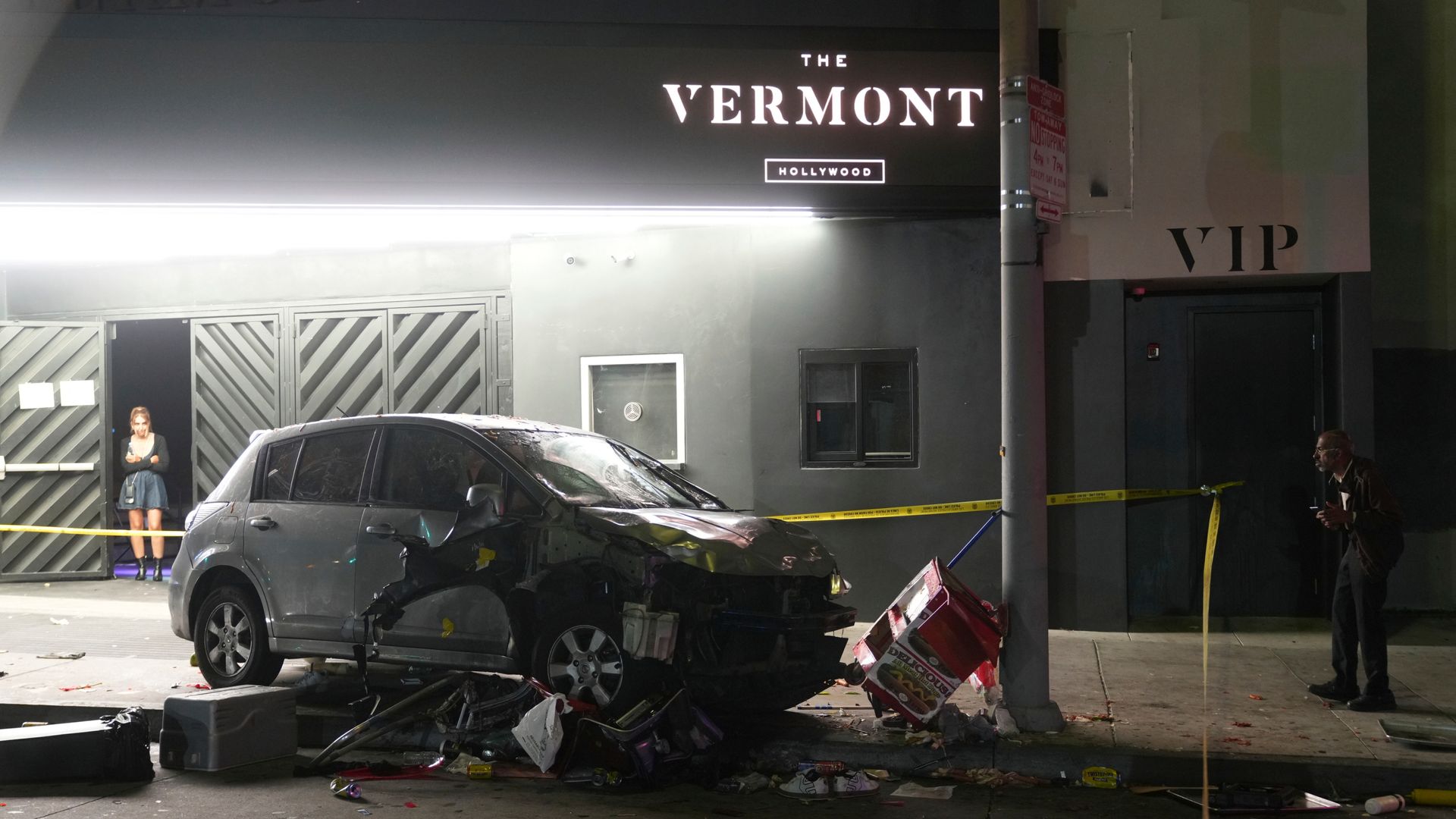 Seven critically injured after car driven into nightclub crowd in LA