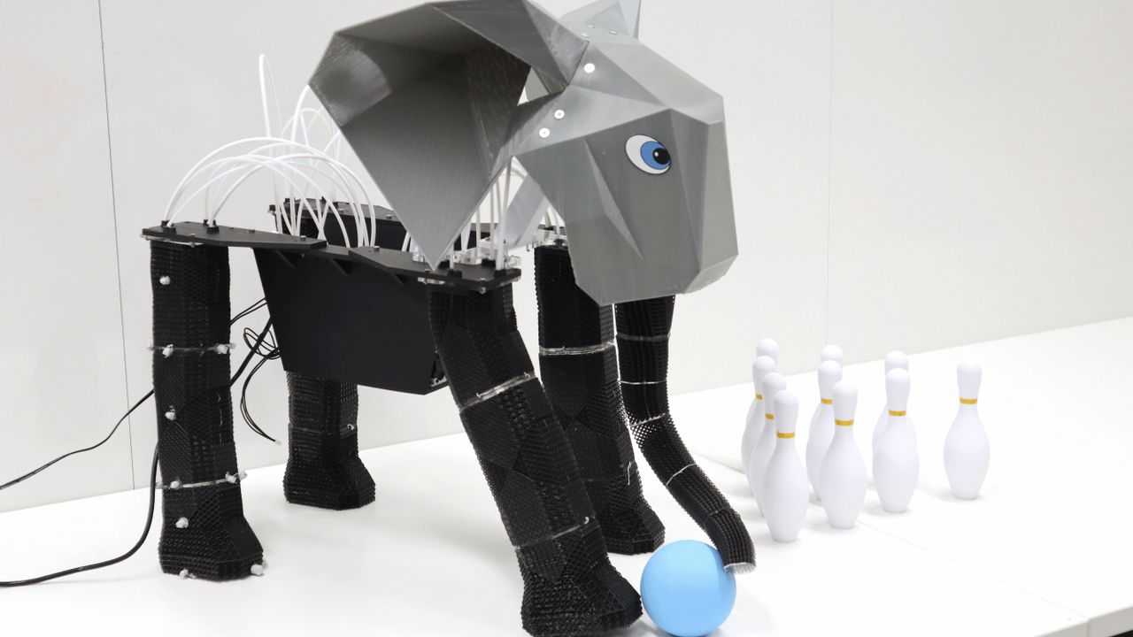 Watch this cute robot elephant go bowling — it’s the first 3D-printed robot of its kind