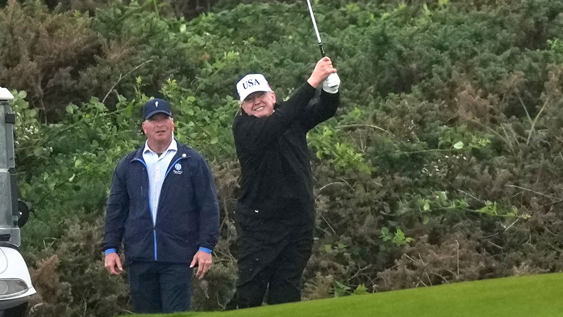 Huge security operation as Trump tees off at his Scottish golf course – hours after warning to European leaders