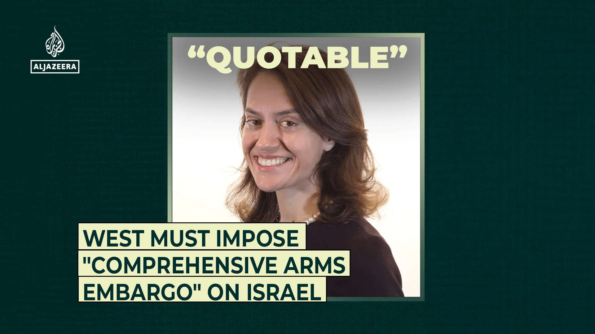 West must impose “comprehensive arms embargo” on Israel