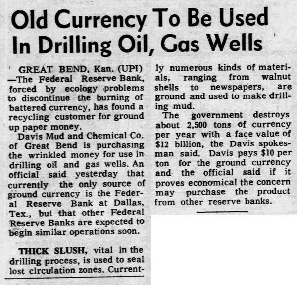 Money pumped down oil wells