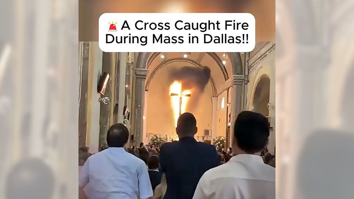 Video shows cross catching fire during Mass at Dallas church?