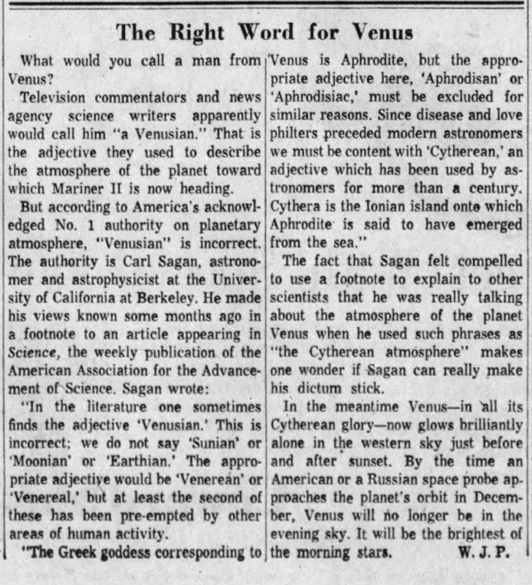 The adjectival form of Venus