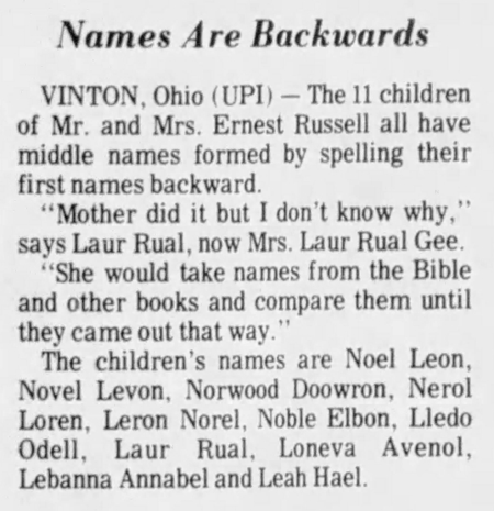 The family with backwards middle names