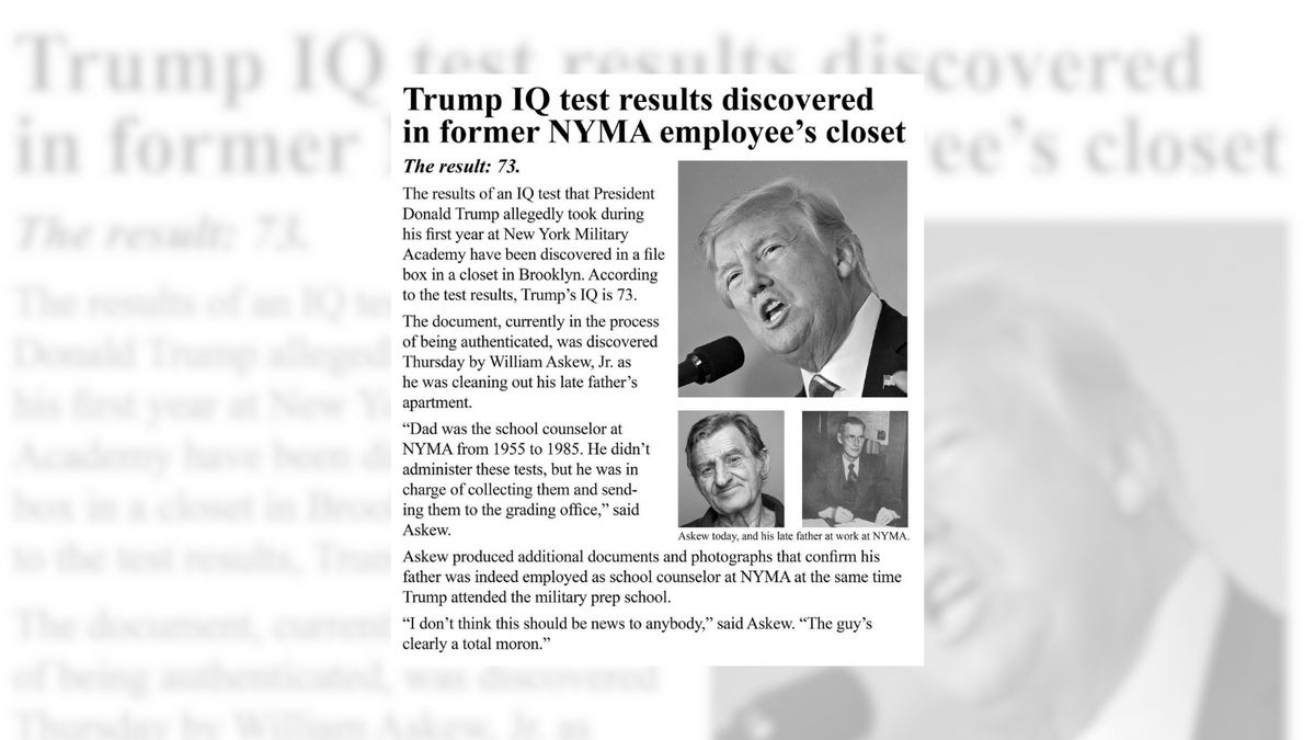 Trump Did Not Score 73 on IQ Test