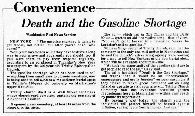 Death and the Gas Shortage