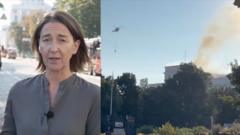 Watch: BBC at the scene of Ukrainian government building strike
