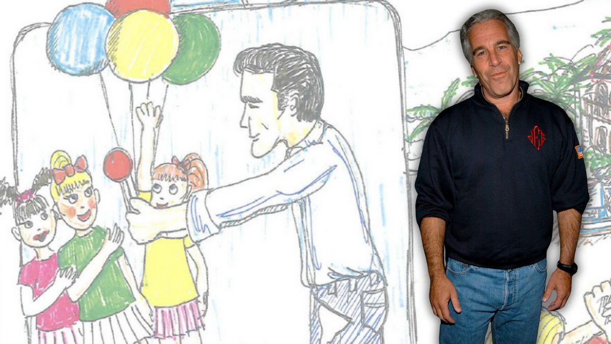 Real drawing in Epstein ‘birthday book’ appears to show him giving candy to children