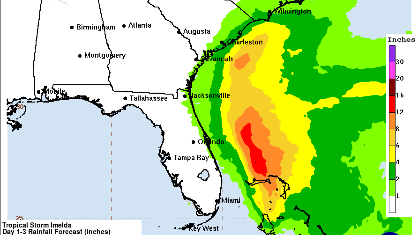 Tropical Storm Imelda expected to batter parts of the southeastern U.S. this week