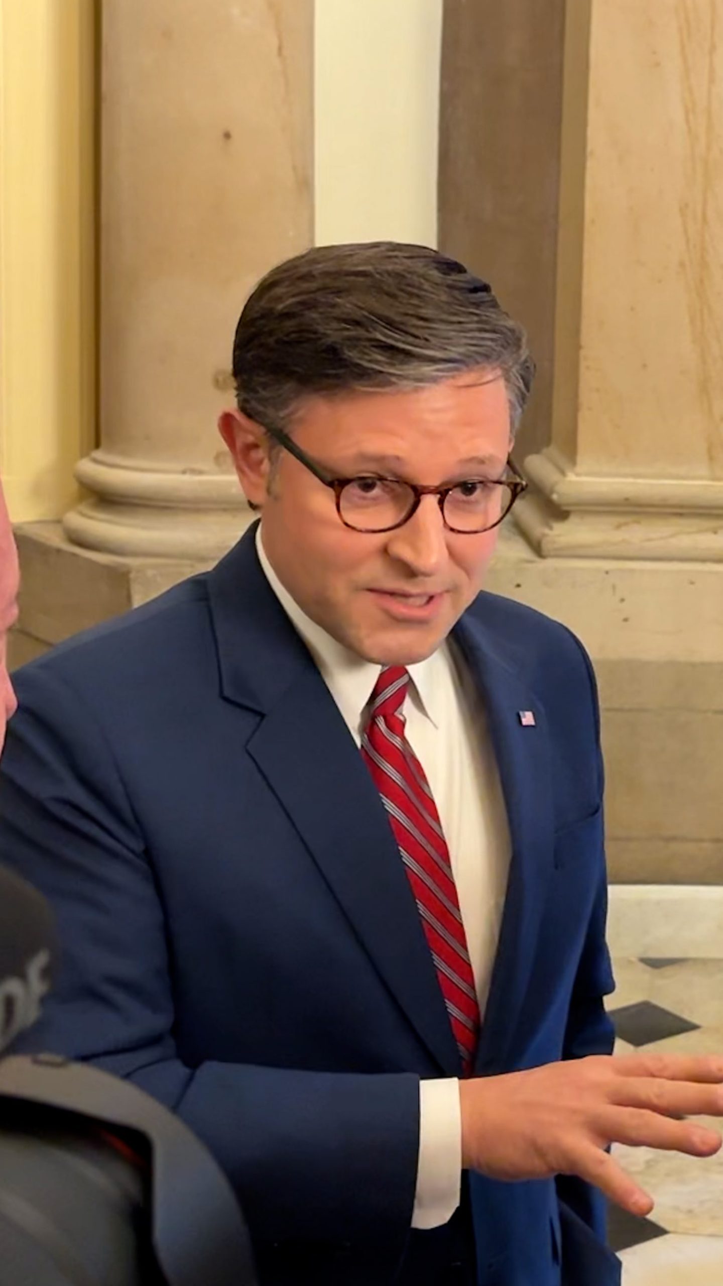 Johnson and Senate Democrats argue outside his office