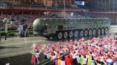 Watch: North Korea shows off huge missile at military parade