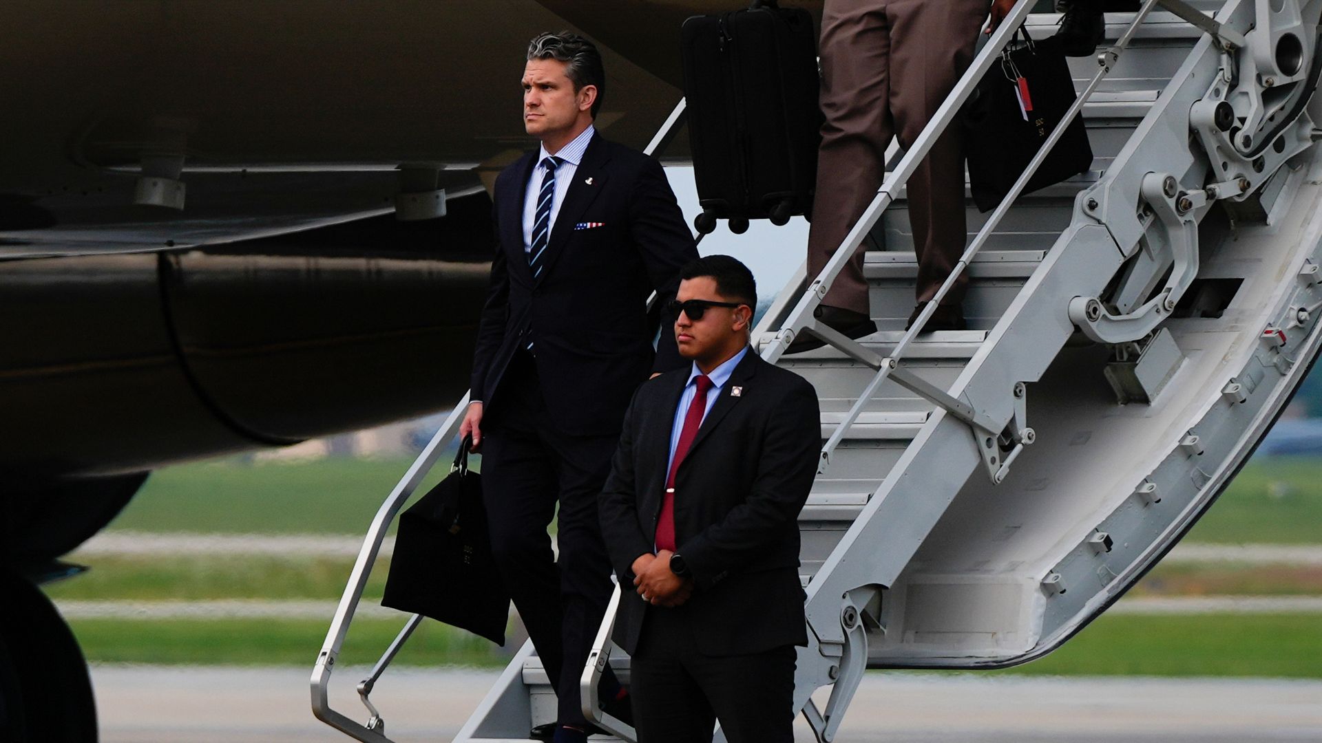 US defence secretary’s jet makes unscheduled landing in UK after in-air issue