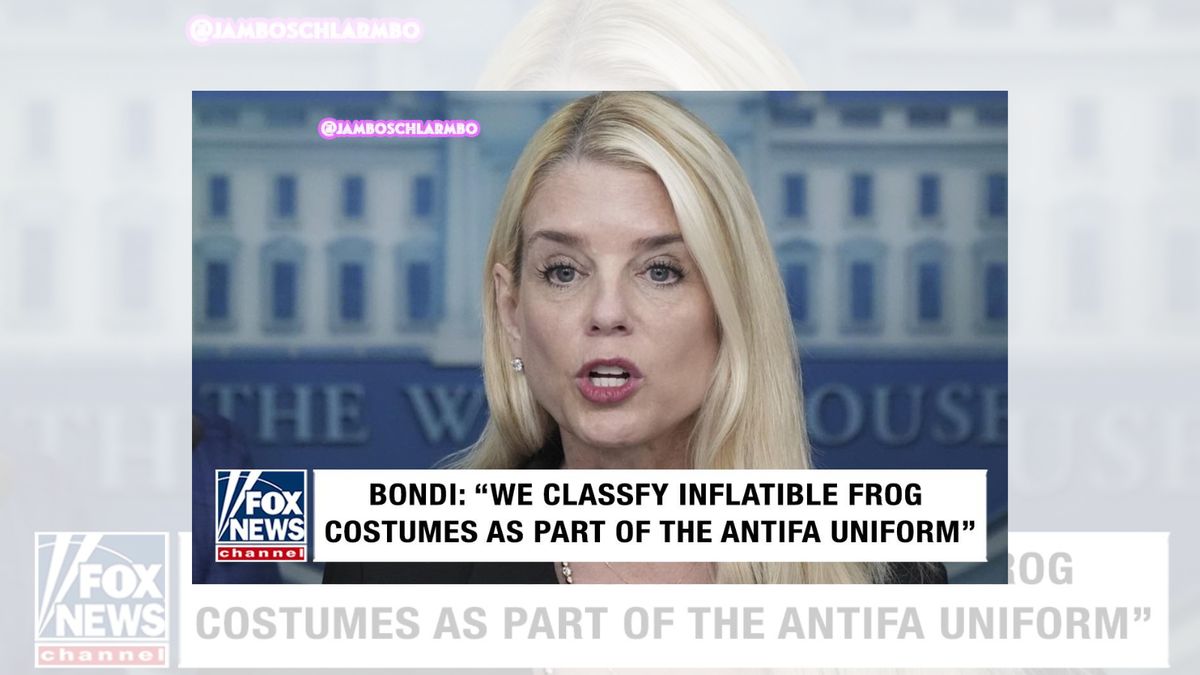 Pam Bondi did not claim inflatable frog costumes were ‘antifa’