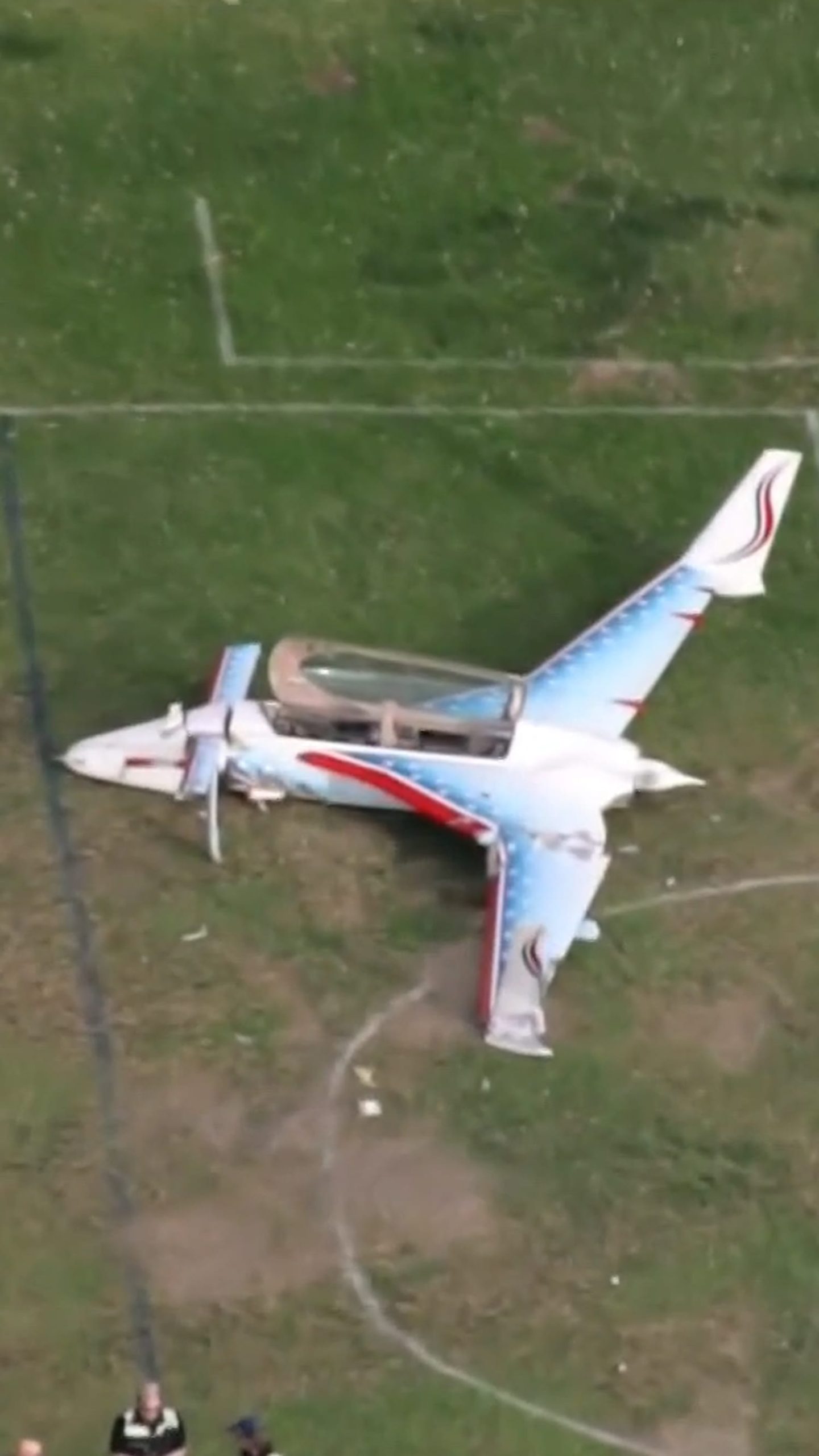 Plane lands on California soccer field injuring two