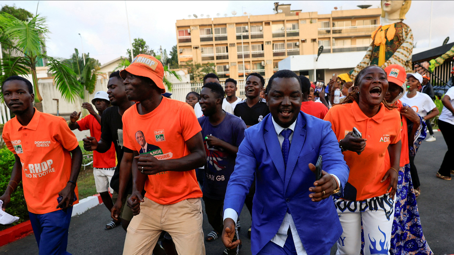 Supporters celebrate Ivory Coast president’s massive election victory