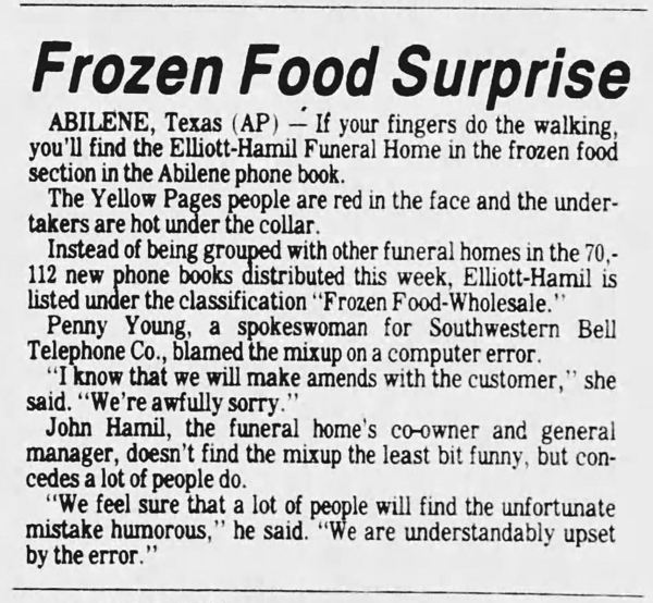 Frozen Food—Wholesale