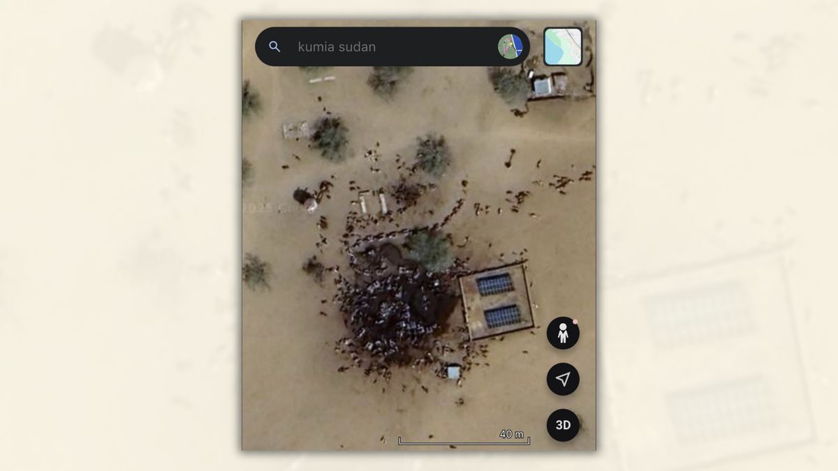 This Google Earth image doesn’t show piles of bodies in Sudan