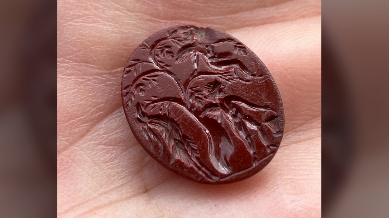 Archaeologists find ‘unique’ blood-red gemstone at Roman fort beyond Hadrian’s Wall