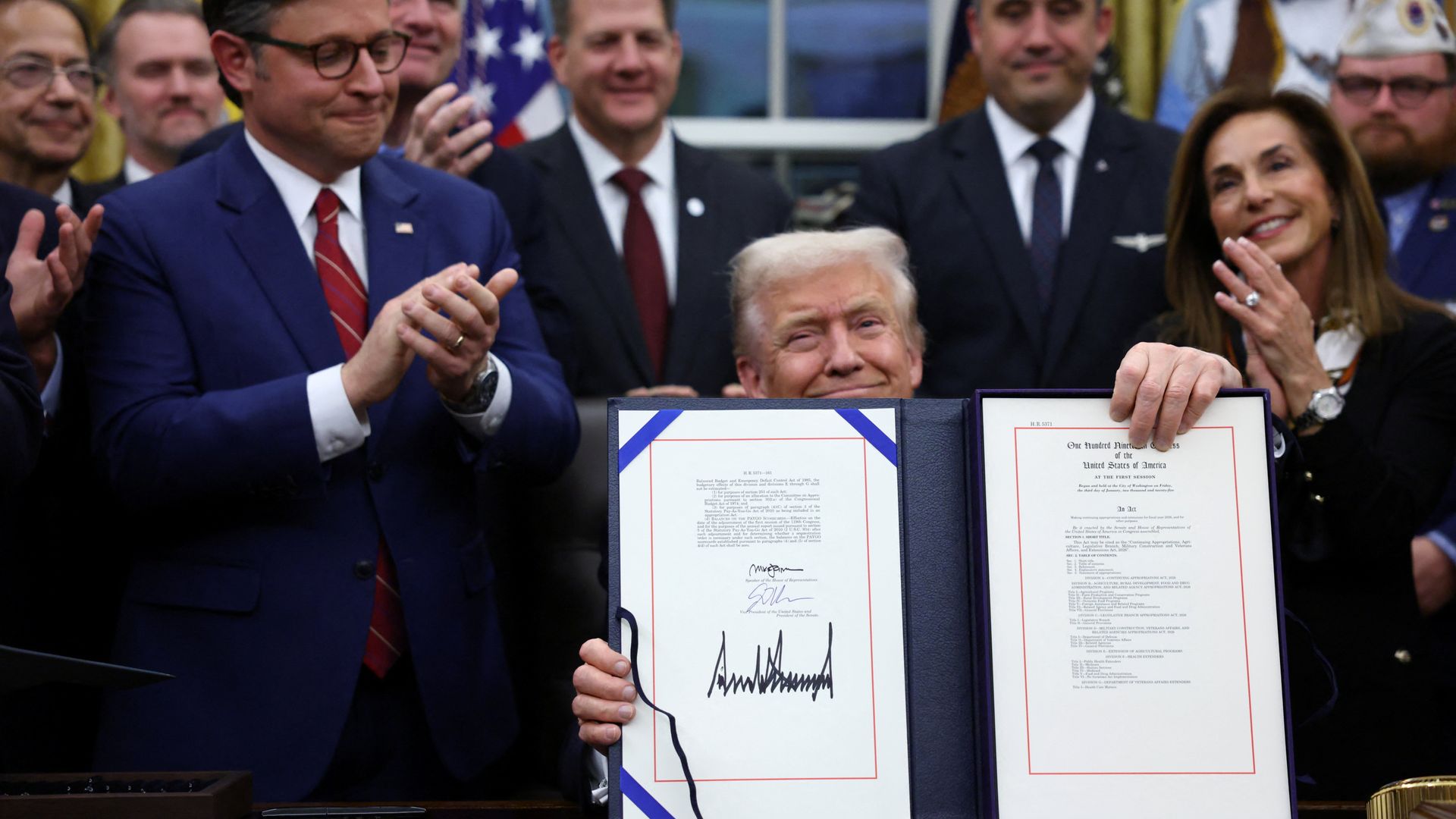 Trump signs bill to end shutdown – but doesn’t take questions after Epstein files released