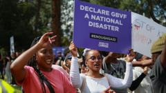 South African women stage purple protest over gender violence