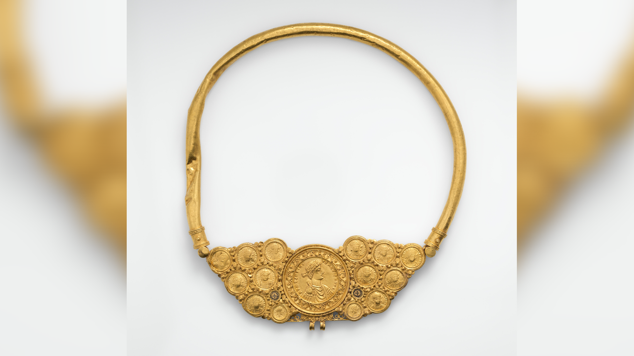 Pectoral with coins: ‘One of the most intricate pieces of gold jewelry to survive from the mid-sixth century’