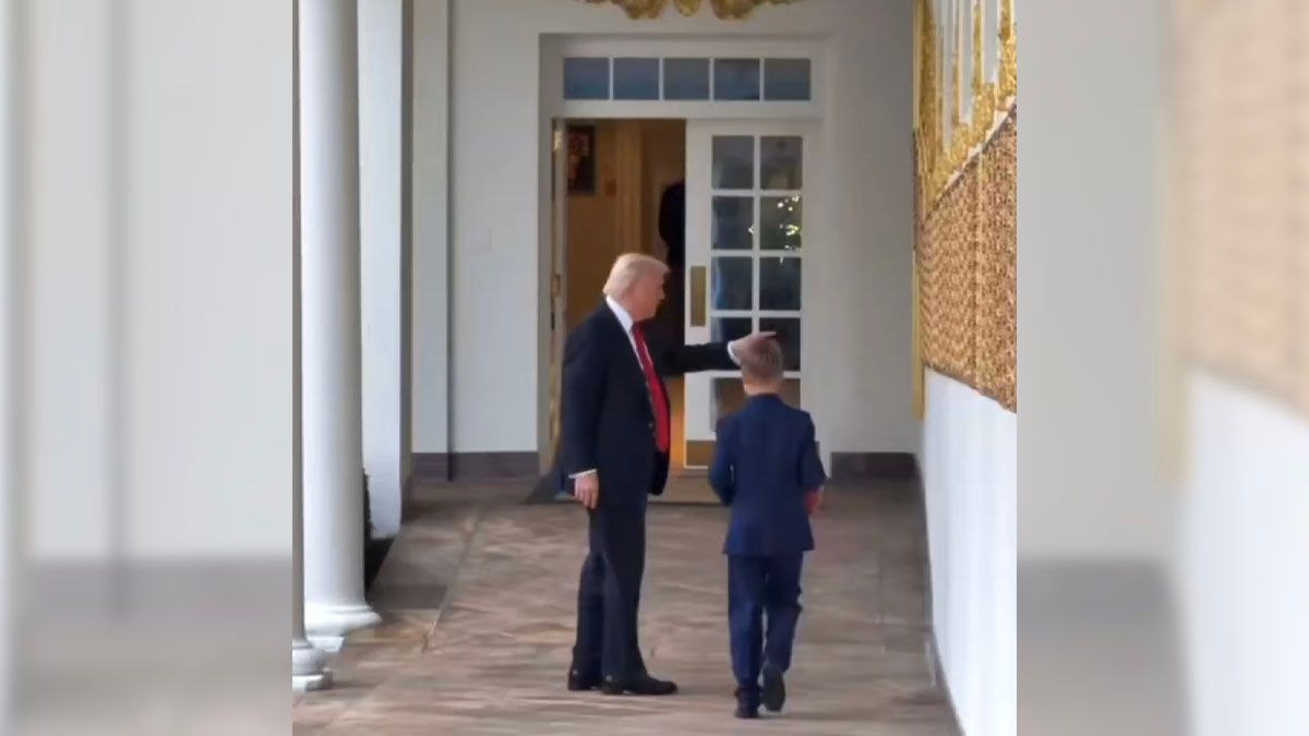 Contextualizing claim this video shows Trump having ‘hard time walking’ with grandson